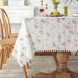 Rectangle White Lilac Tablecloth Boho Farmhouse Table for Cover Wedding Birthday Baby Party Shower Dinner Table Retro Decoration