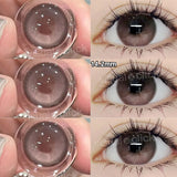 VisualClick Colored Contact Lens Nature Brown 2Pcs/Pair Year New Lenses with Myopia Degree Grade 0.00- 8.00 Soft Lens