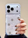 Glitter Snowflake Quicksand Cartoon Snowman Bling Flower Case For iPhone 17pro max 16 15 14 13 12 Pro Max Lovely Winter Cover