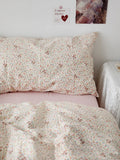 Adorable Bear Floral Lace Cotton Children's Bedding Set 4-Piece Active Printing Skin-friendly Home Textile Kids Room Linens
