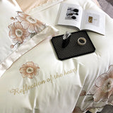 High end Flowers Embroidery Duvet Cover Set 1000TC Egyptian Cotton Bedding Sets Luxury Quilt Cover Fitted Bed Sheet Pillowcases