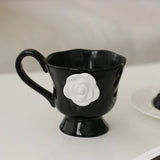 1Pc350Ml High-End Camellia Mug Exquisite Niche Design Ceramic Mug Afternoon Tea Camellia Ceramic Cup Mug Coffee Cup Gift Souveni