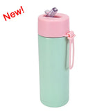 Stainless Steel Thermos Mug, Large Capacity, Portable Silicone Handle with Straw, American Large Capacity, WATER BOTTLE, 650ml