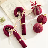 New Christmas Decorations: Burgundy Velvet Christmas Ball Set with Mushroom House and Cane Christmas Tree Ornaments