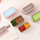 Single/Double Layer Lunch Box Portable Bento Box with Cutlery Lunchbox Kids School Microwaveable Food Storage Container