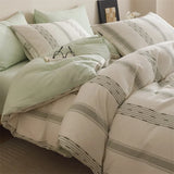 New Class Duvet Cover Knitted Cotton Printing Small Fresh King Size Queen Size Set Bed Sheet Bed Hat 4Pcs Set