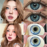 New 2pcs Colored Contact Lenses for Eyes with Prescription Myopia Lenses Natural Blue Iris Lens High Quality Soft Lenses