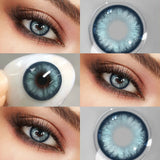 14.50mm Blue Colored Contact Lenses, Large Pupil Effect, Hydrating Soft Lens for Girls, Trendy Douyin Style Eye Makeup