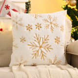 1 PC Christmas Throw Pillow Cover Plush Embroidery Snowflake Christmas Decoration Living Room