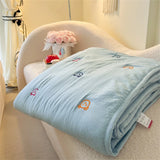 Embroidered Summer Quilt Washed Cotton Girl Home Comfortable Skin Friendly Soft Air-Conditioned Thin Quilted Queen Size Blankets
