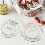 Transparent Glass Plate Simple Letter Dessert Plates Fashion Household Fruit Bread Glass Dish Nordic Kitchen Circular Flat Plate