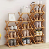 New Portable Small Foldable Shoe Rack Without Installation,Bamboo Shoe Rack for Storage.Ideal for Hallway,Bedroom,Living Room