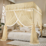 Boutique Embroidery Mosquito Net for Summer with Bracket Palace Bed Curtain Tent for Girls Bedroom Home Decor