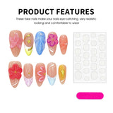 10pcs 3D Handmade False Almond Nails Press On Nails Crystal Flower Carved Decoration Gradient French Long Nude Pink Fake Nails