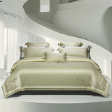 2025 New Luxury Embroidery 1200TC Lyocell Cotton Soft Silky Bedding Set Duvet Cover Set Bed Sheet/Fitted Sheet Pillowcases 4Pcs