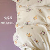Knitted Class A Bedding Set Floral Style Bed Linen Set Soft Double Yarn Four-Piece Set Quilt Cover Set Bed Sheets Gift for Home