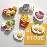 Food Magnets for Fridge Burger Chips Chicken Simulation Kitchen Magnetic Accessories Creative Photo Stickers Home Decorations