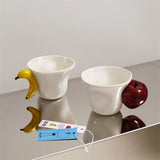 1Pc Original Banana Apple Cup Mug, Hand-Painted Ceramic Coffee Cup Couple Cup, Suitable for Home Drinking Water, Breakfast Milk Cup, Afternoon Tea Coffee, Restaurant Cafe Latte Flower Cup
