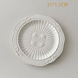 French Round Dinner Plate Vintage Relief Salad Fruit Plate Western Breakfast Pastry Plate Household Light Luxury Tableware