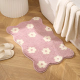 Tufting Flower Bathmat Fluffy Floral Rug Flocking Bathroom Tub Side Mat Door Carpet Floor Anti Slip Doormat Home Room Decor