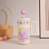 540ml Ice King Car Cup Coffee Large Capacity Stainless Steel Straw Water Cup Giant Cold  Insulated Cup 316 Office  Student Use