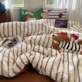 Embroidered Running Dog Soft Bedding Set Duvet Cover Bedclothes Bedspread Pillowcases Flat Sheets Comforter Sets for Girls