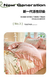 Fashion Flower Bedding Set Bed Sheet Cute Princess AB Double Sided Ruffle Flower Quilt Cover Pillowcase Bedclothes Home Textiles