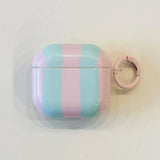 Cute Blue Stripe Imd Silicone Earphone Case With Keychain For Apple AirPods 1 2 3 4 Pro 2 Bluetooth Headphone Protection Cover