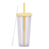 700ml,Double-Layer Straw Cup/MUG,Drinkware,Environmentally Friendly Plastic,Large Diameter,Transparent Milk Tea Cup,Holiday Gift