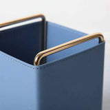 Nordic Leather Make Up Brush Storage Box Jewelry Storage Bag Leather Metal Box Desktop Storage Box Decoration