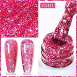 10ml Gold Glitter Gel Nail Polish Crystal Semi Permanent Soak Off UV Gel Varnish Nail Art Manicure Base Top Coat