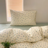 American Sle Floral Cotton Knitted Bedding Set 4pcs Pure Cotton Retro Sle Soft Breathable Comforter Cover eet