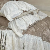 4Pcs Vintage French Floral Printing Lace Ruffles Bedding Set 100% Cotton Duvet Cover Flat/Fitted Sheet Pillowcases Home Textile