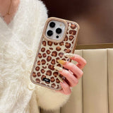 Leopard phone case for iphone 15pro 14 13 15 16 pro max 14promax 16Pro 13promax 15promax ins 3d diamond simple fundas shell
