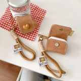 Vintage leather brown headset case for apple airpods 1 2 pro pro2nd 3 autume 3d love heart anti-fall rope protetctor cover