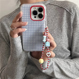 Crystal transparent white light painted fresh green black cat iPhone case with chain for iPhone 11 12 13 14 15 16 promax