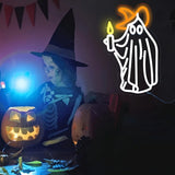 Candle Ghost LED Wall Light Halloween Bedroom Decor LED Neon Sign Rural Cabin Holiday Party Men Cave Kid Room Interior Wall Lamp