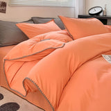 3pcs Solid Color High Quality Duvet Cover Set Luxury Purple Comforter Cover with 2 Pillowcases Triangle Sewn Edge Design Bedding