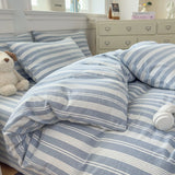 Simple Style Bedding Set Nordic Striped Duvet Cover Set 100% Cotton Flat Sheet Single Twin Size Double Bed Sheet Set For Bedroom