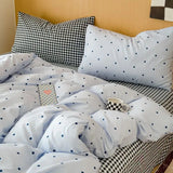 Ins Minimally Purple Striped Bed Sheet Set Bedding Set Four Piece Set Student Quilt Set Girl Heart Dormitory Three Piece