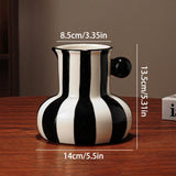 Retro Stripe Ceramic Vase, Elegant Minimalist Home Decor for Living Room Table