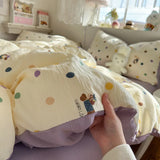 Aerobic three-layer yarn printing four-piece set skin-friendly and soft four-piece set of bedding in student dormitory