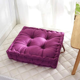 Grey Square Thick Floor Seating Cushions Tufted Cushion Meditation Pillow Floor Pillows Seating with Carrying Handle Tatami Pad