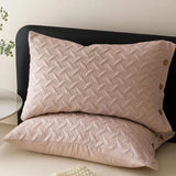 Thickened Cotton Linen Quilted Pillowcase 48x74cm Button Design Jacquard Pure Cotton Pillow Cover Solid Bedding Pillow Case