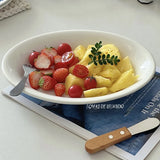 Ele Oval Cerc Plate Ins Sle Milk White for Restaurant Pastries Salads Fruits Pasta Multi Functional Diware