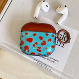 Semi-Transparent Blue-Brown Leopard Print + Ring Earphone Case Suitable for Apple for Airpodspro2 Case/For Airpodspro Case/For Airpods4 Case/For Airpods3 Case/For Airpods2 Case/Fashionable Women's Earphone Case/Simple Earphon