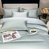 200S Count Long Staple Cotton Solid Color 100% Cotton Duvet Cover Quilt Single Pillowcase Sheet Fitted Bedding Set Queen King