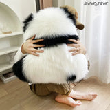 Throw Pillows Super Cute Angry Panda Back View 100% Wool / Artificial Wool Back Cushion for Bed Sofa Cushion Floor Cushions Cozy