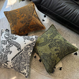 Soft Chenille Cushion Cover Scenic Pillow Case Chinese Traditional Style Home Sofa Decor Back Support Pillowcase Decorations