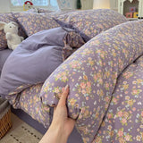 Ikeehome  new class A super soft washable four-piece cartoon quilt cover dormitory bed sheet three-piece bedding